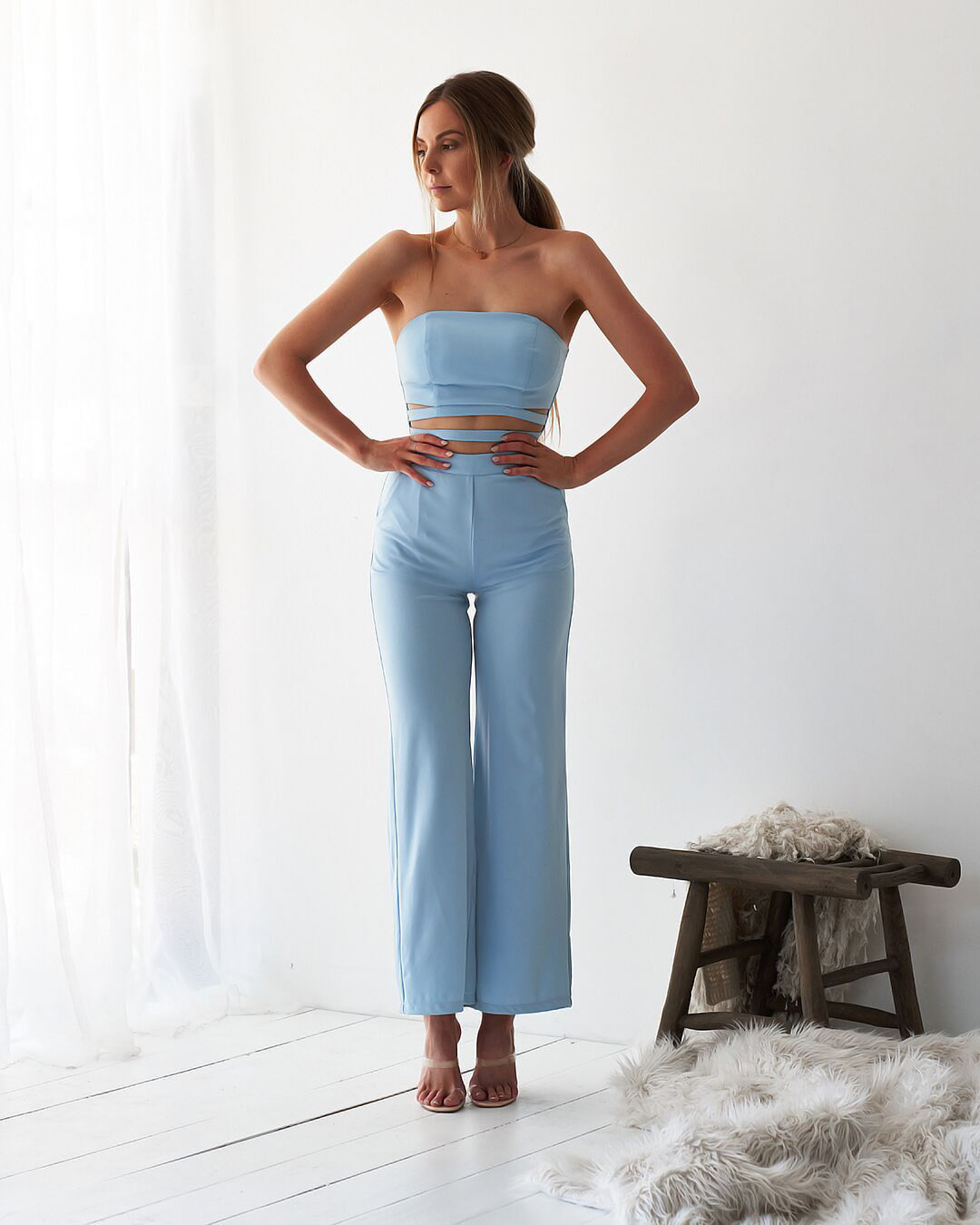Sexy Strapless Cut Out Sheer Jumpsuit