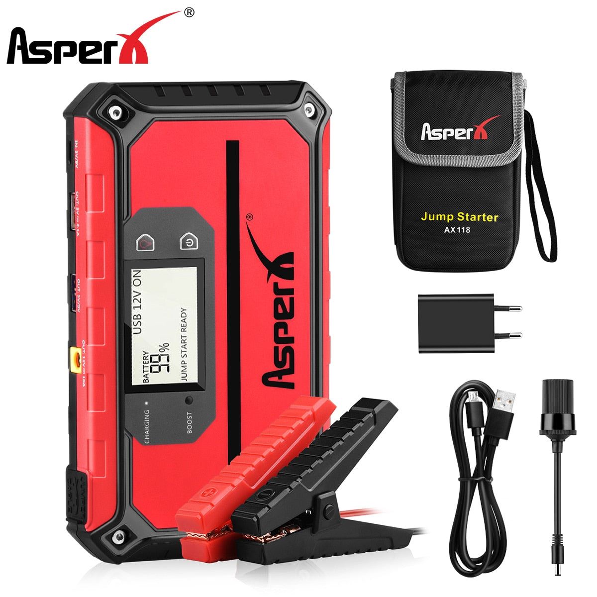 AsperX Jump Starter Car Booster Battery Starter Emergency Charging Device