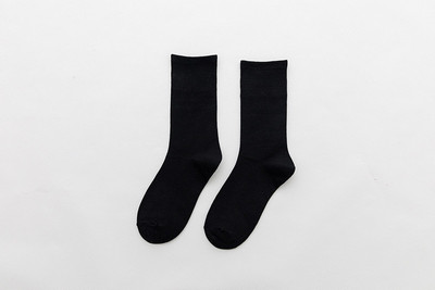 四季女袜日系高罗口女士堆堆中筒袜全棉麻色系复古纯色女袜短袜子