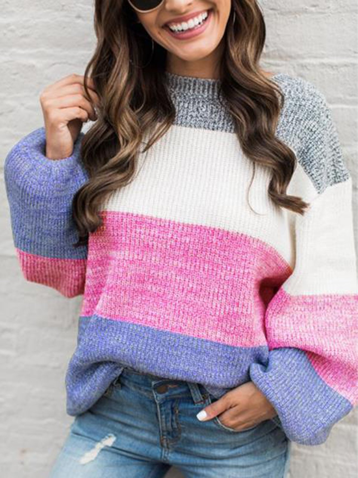 Casual Long Sleeve Round Neck Sweater