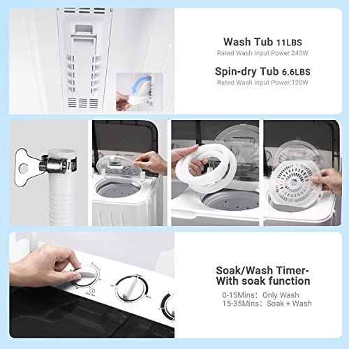 Washing and Drying Timer, Three Washing Modes Up to 1700 RPM, Soaking Function
