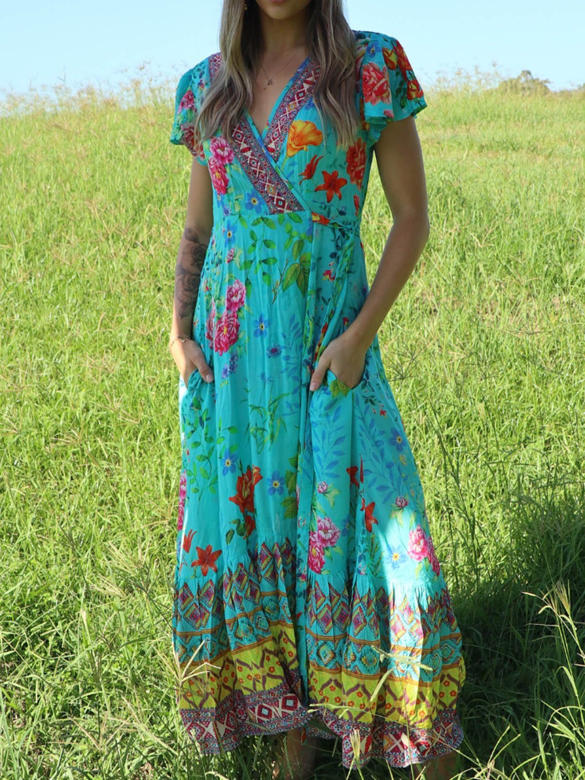 Bohemian vacation casual chiffon dress