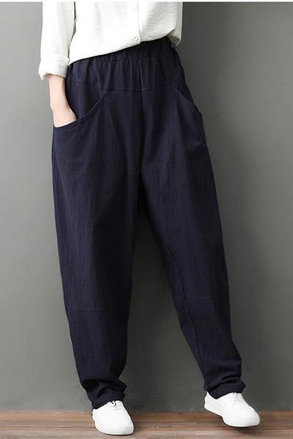 Leisure Pure Color Loose Trousers