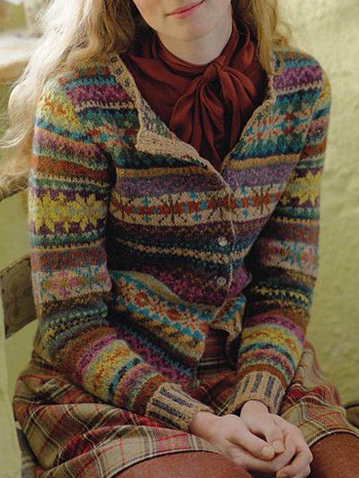 Color-Block Tribal Casual Long Sleeve Women