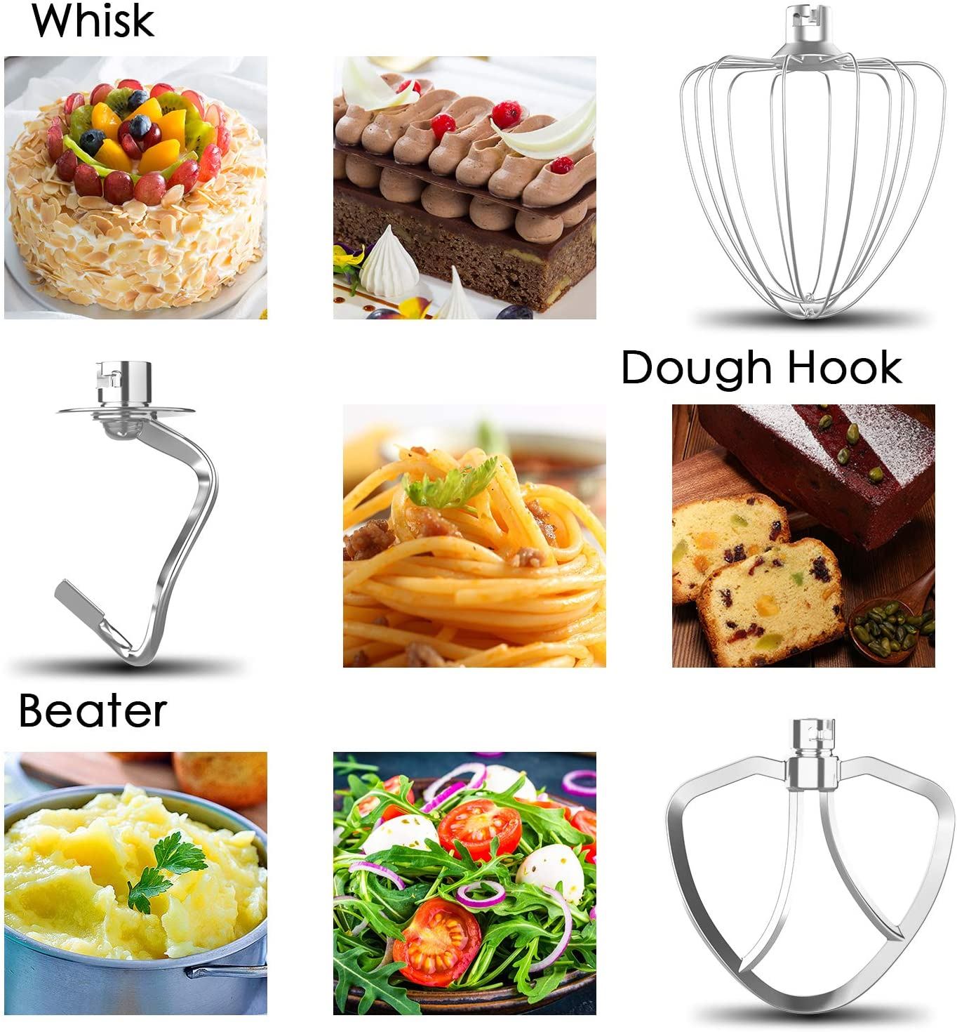 Kuccu Stand Mixer, 8.5 Qt 660W, 6-Speed Tilt-Head Food Dough Mixer,8.5-QT / Silver