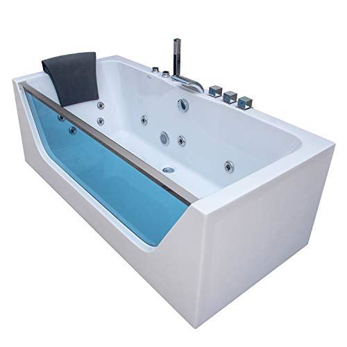 Bathtub-Hydromassage Rectangular Jetted Soaking Tub with Center Drain