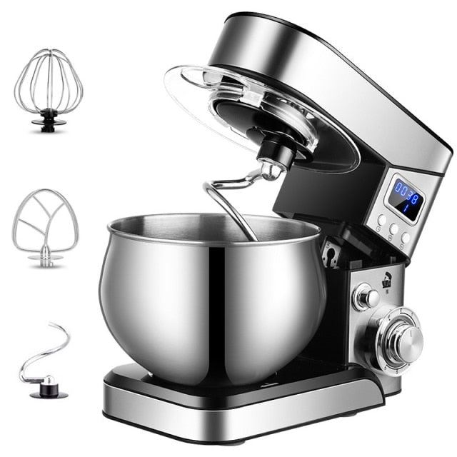 Dough Mixer Food Mixer Kneading Machine Home ELD Display High Power Multifunction Stainless Steel Bowl