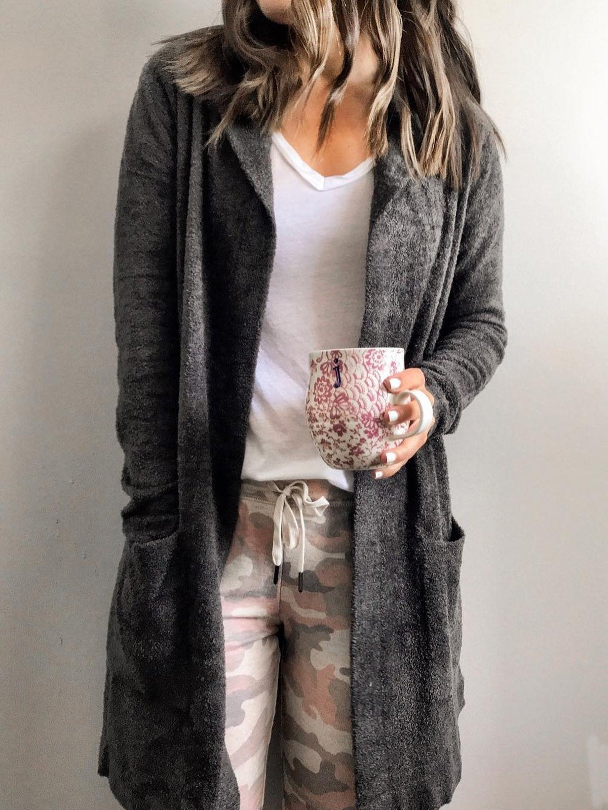 Solid Long Sleeve Casual Outerwear