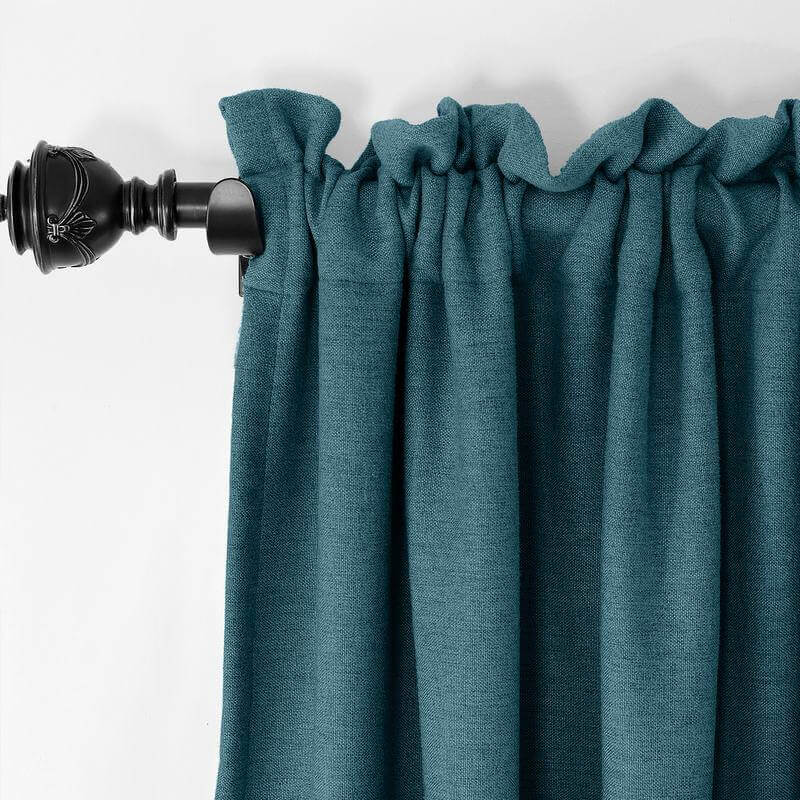 CUSTOM Olive Blue Luxury Textured Faux Linen Curtain