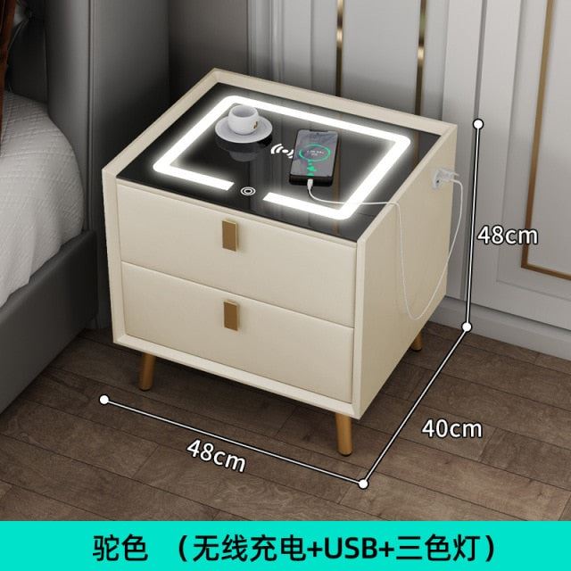 Nightstands Smart Bedside Cabinet Simple USB Wireless Charging with Lamp