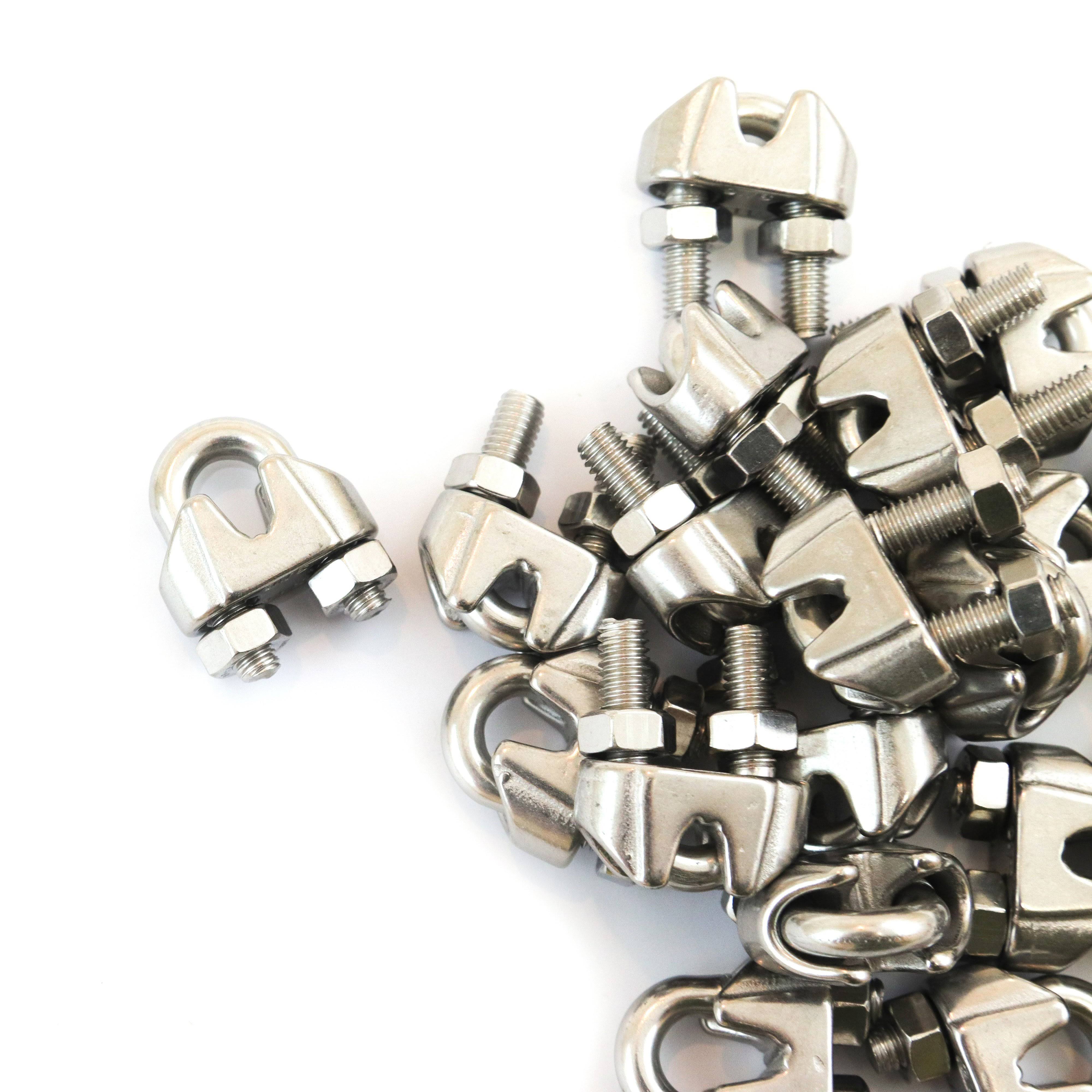 Red Hound Auto 100 - Stainless Steel Wire Rope Cable Clips 3/16 Inches - 5mm Premium