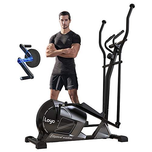 Loyo Magnetic Elliptical Machine for Home Use, with 8 Levels Adjustable Resistance LCD Monitor and Pulse Sensor