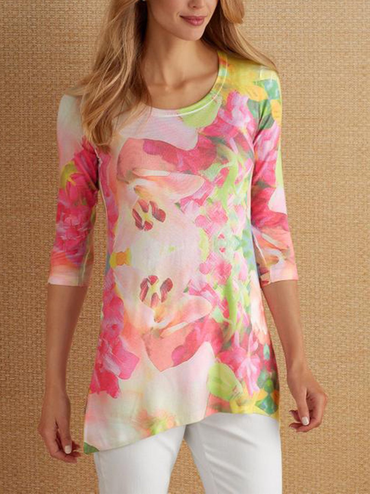 Printed 3/4 Sleeve Casual T-Shirts