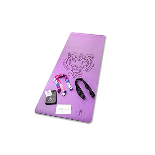Modern Body Extra Thick Yoga and Fitness Mat �?Natural Eco Friendly Rubber- Tiger Purple