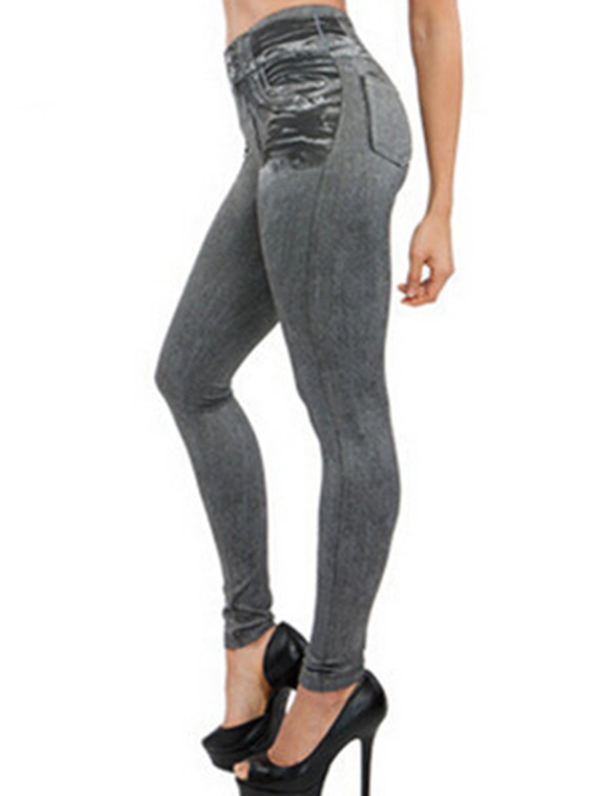 Sexy Plain Faux Demin Plus Size Pants