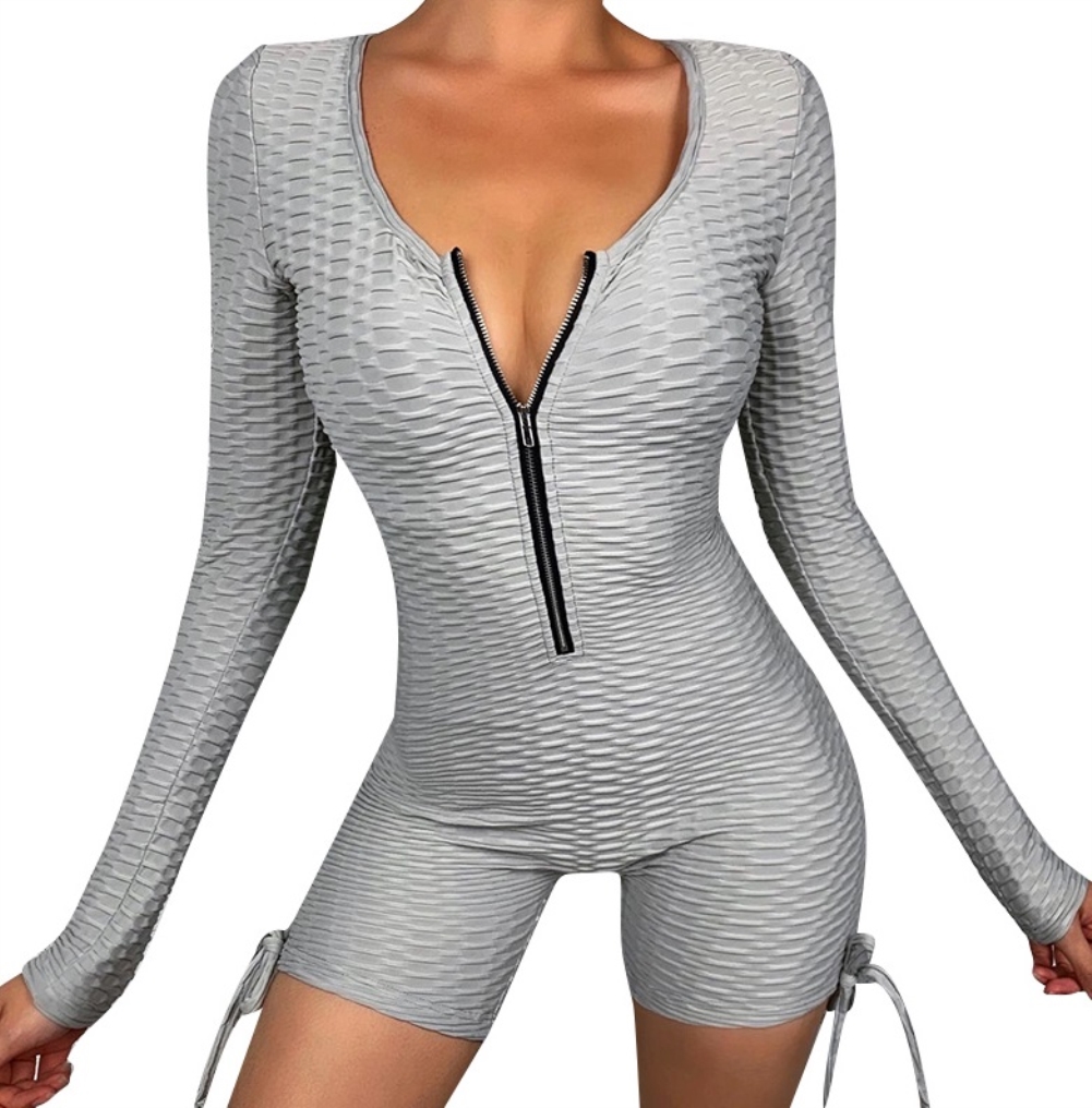 Sports Grey Long Sleeve Yoga Rompers