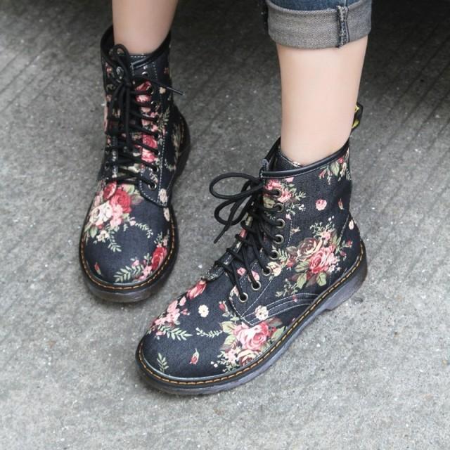 Canvas Floral Winter Boots