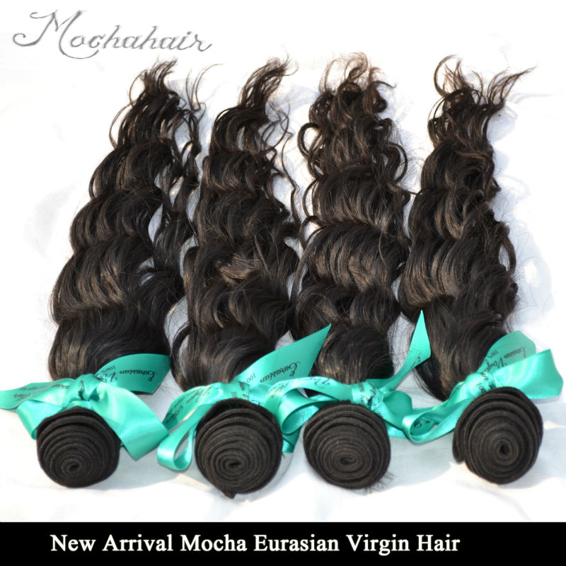 New Arrival Mocha hair 3pcs/lot 8A Grade Eurasian Hair Natural wave Wholesale Natural Color Tangle F