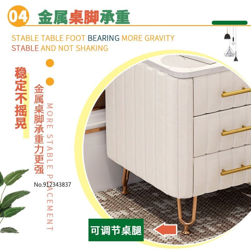 European Style Bedside Table Shelf Simple Modern Light Luxury Bedside