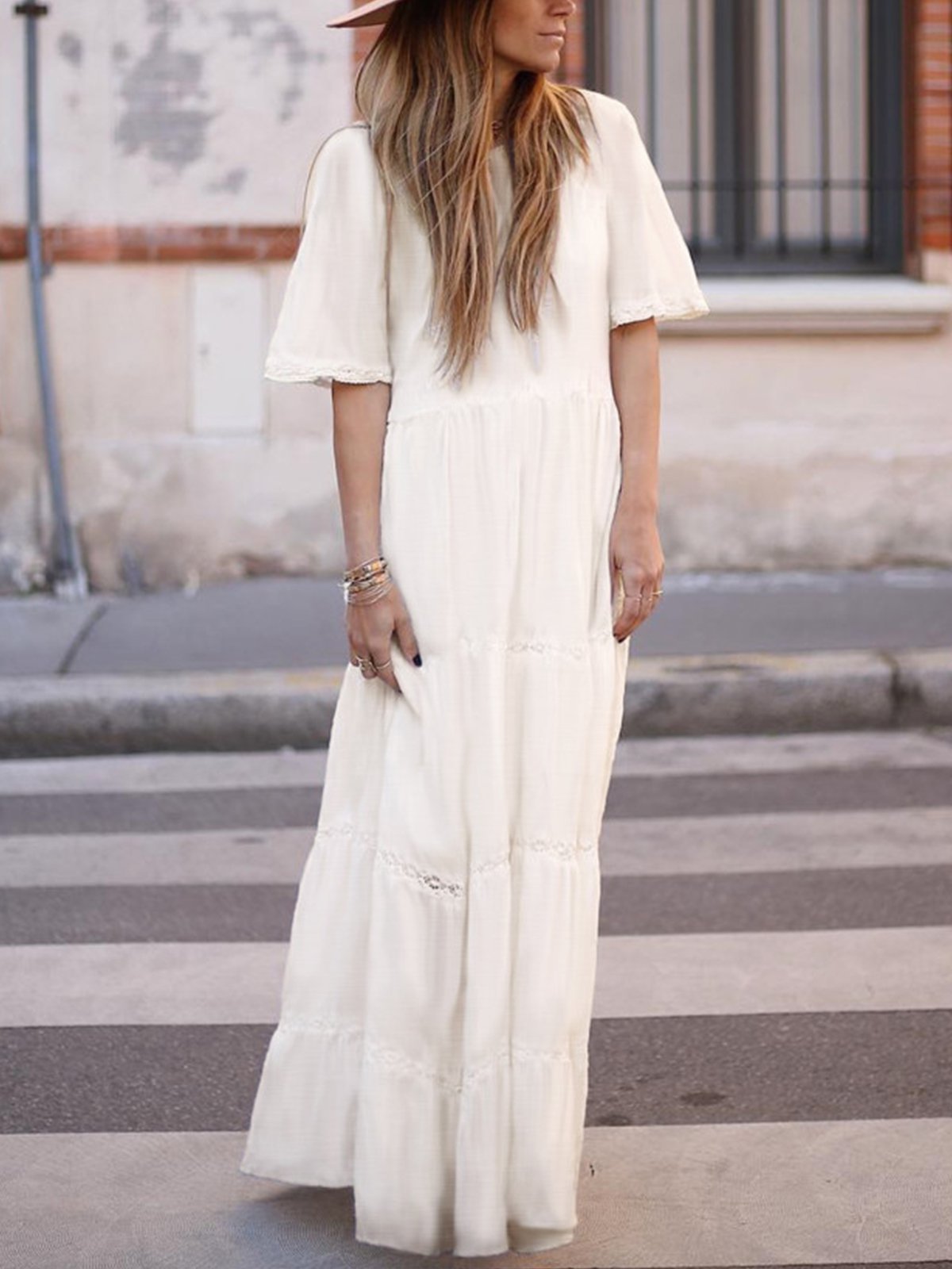 Bohemian casual large size cotton  dress