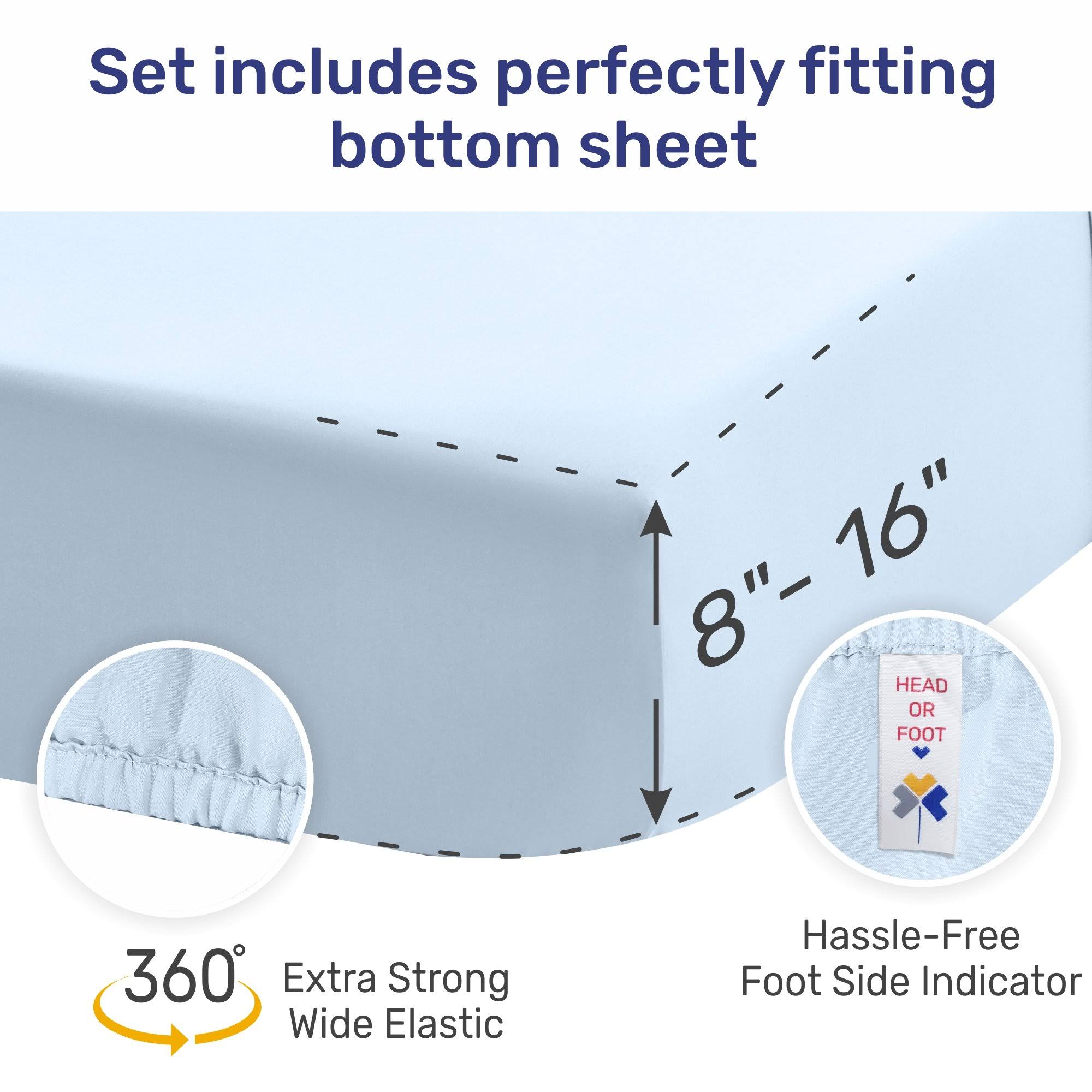Split King Sheets for Adjustable Bed - Light Blue Color, 500 Thread Count 100% Real Cotton, Silky Sateen Weave 5 Piece Bed Sheet