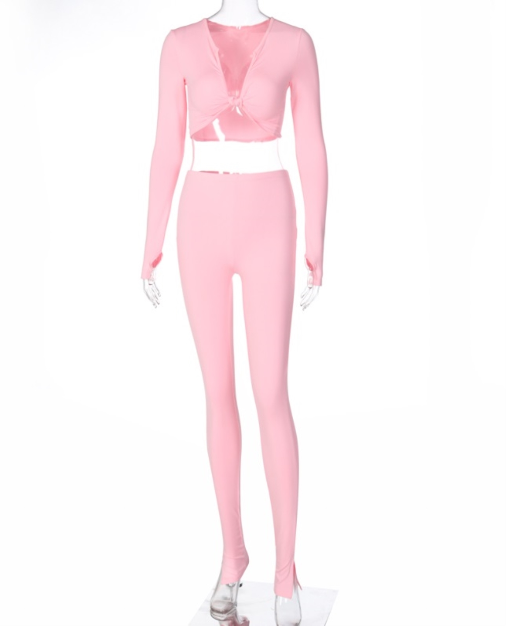 Solid Color Fitness Crop Top and High Waist Legging Set