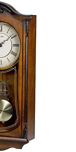 Bulova Clocks C3542 Cranbrook Wall Mount Analog Wooden Chiming Clock, Brown