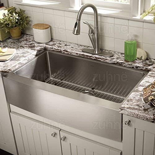 Zuhne Stainless Steel Farmhouse Kitchen Sink (30-inch Apron Front, 16-Gauge Single Bowl)