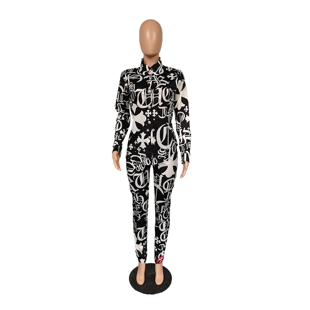 Autumn White and Black African Blouse and Pants Set
