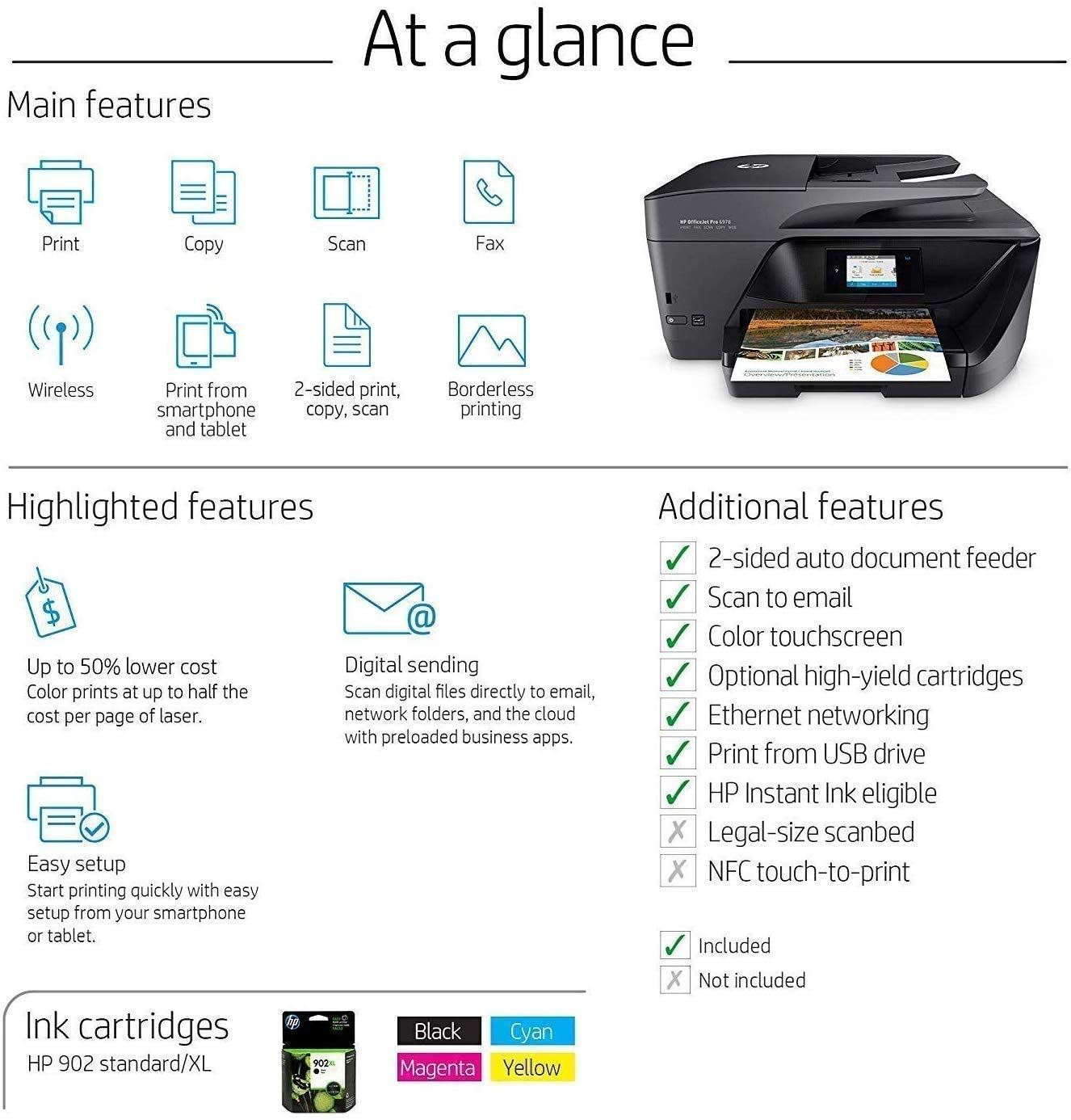 HP Office Jet Pro 6978 All-in-One Wireless Printer, HP Instant Ink,