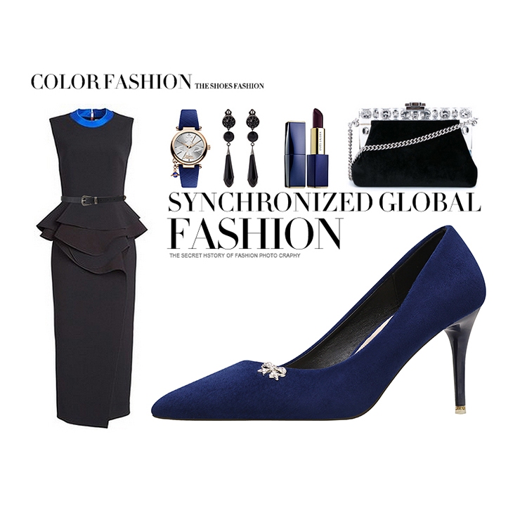 9CM Fashion Pointed Bow Rhinestone Sexy Stiletto Wedding Party Sandals