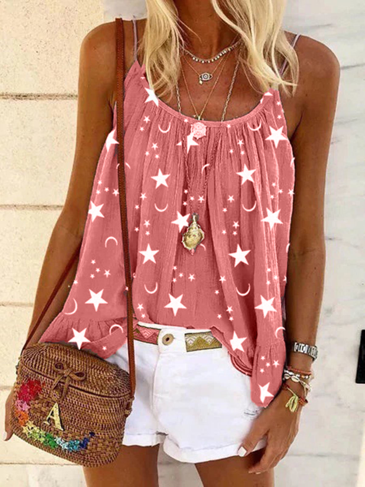 Sleeveless Printed Shirts & Tops