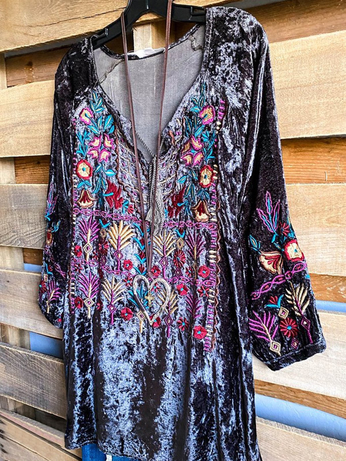 Vintage Printed Shift Long Sleeve Shirts & Tops