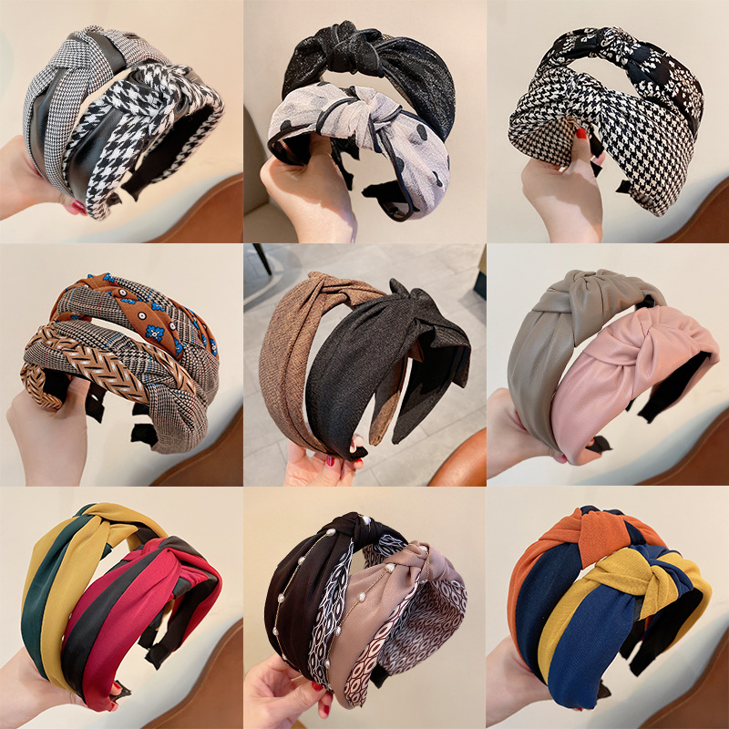 none5 add to cart 4宽边发箍 韩版网红交叉蕾丝复古简约ins发饰批发缎面新款洗脸发箍