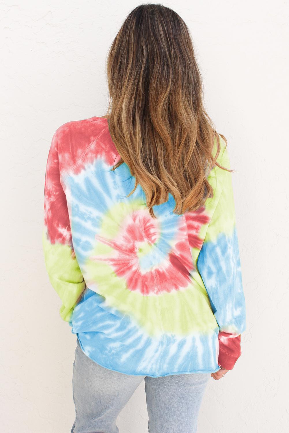 Sky Blue Ombre Tie Dye Loose Leisure Sweatshirt
