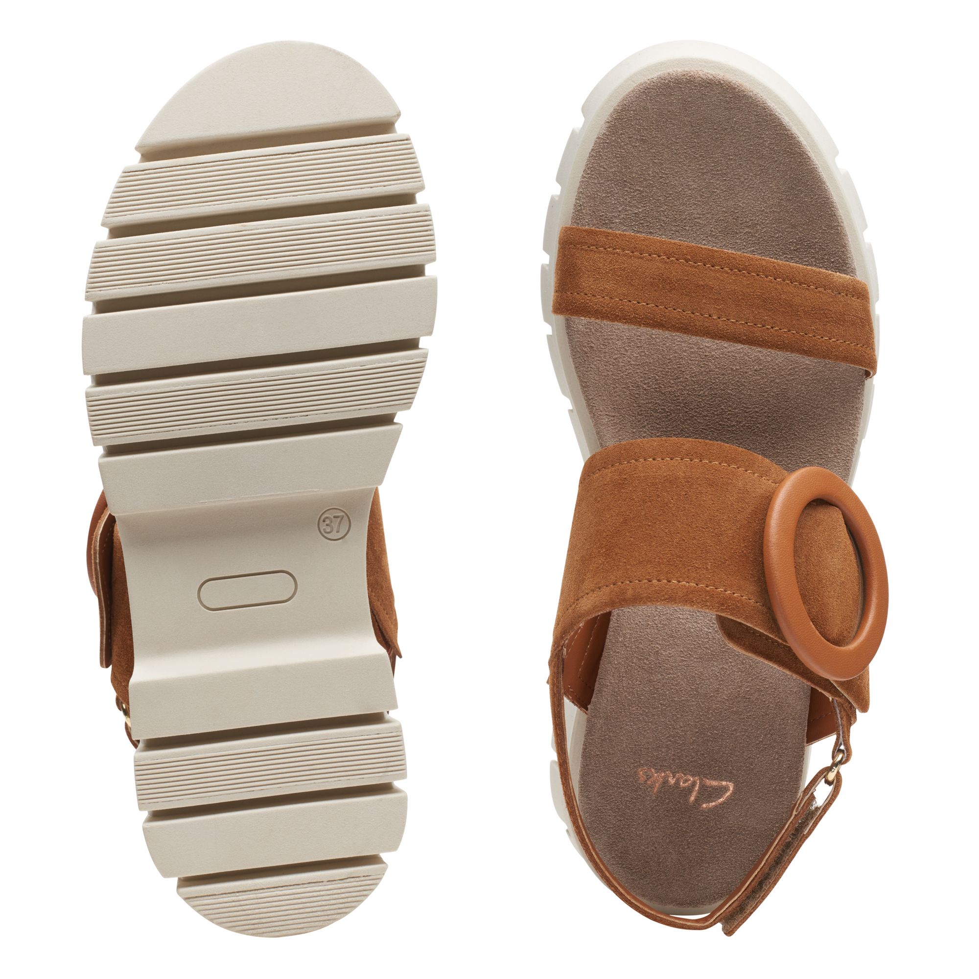 Women Sandals Motive Strap Tan Suede