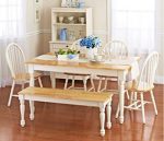 White Dining Room Set with Bench. This Country Style