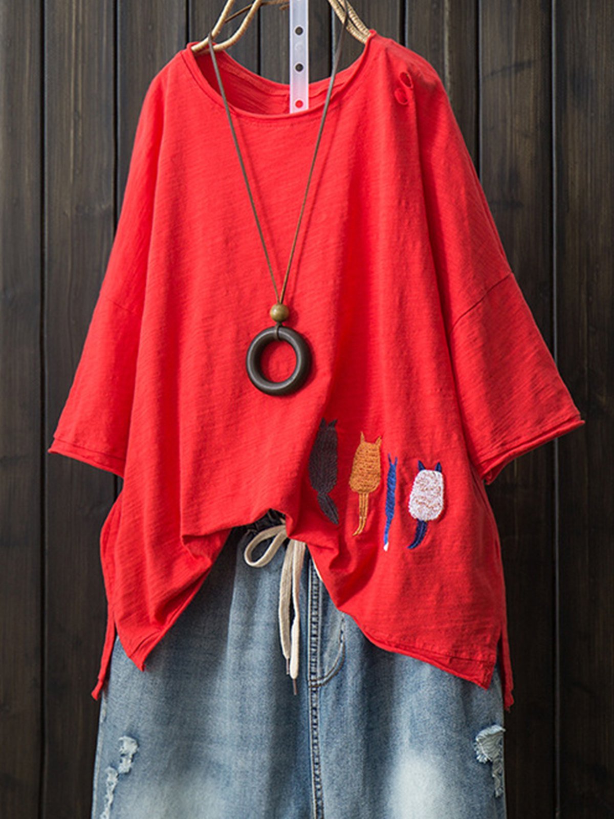 Sweet Short Sleeve Embroidered Shirts & Tops