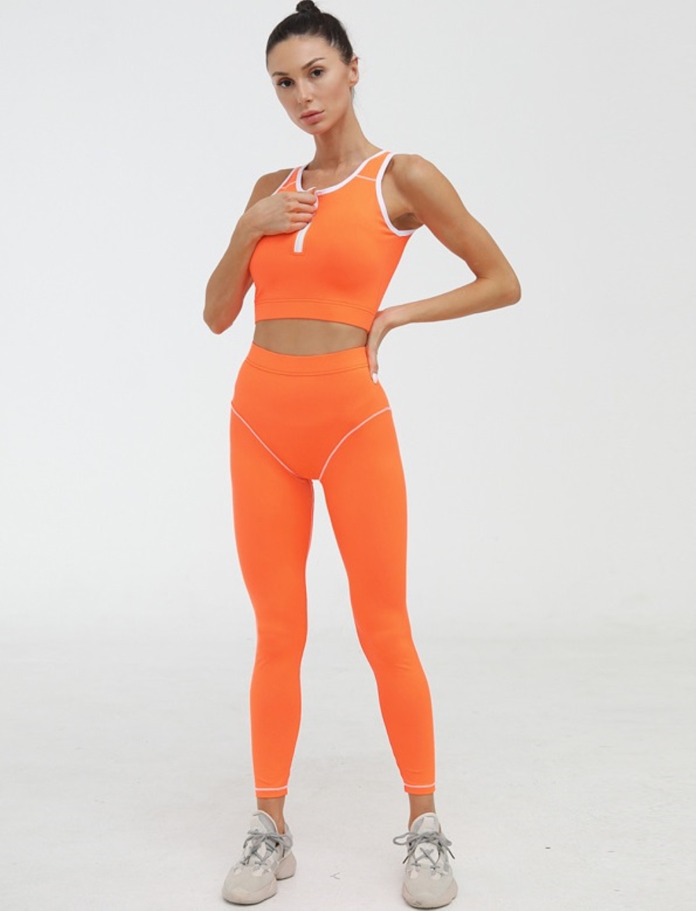 Sports Yoga Sleeveless Crop Top and High Waist Legging Set
