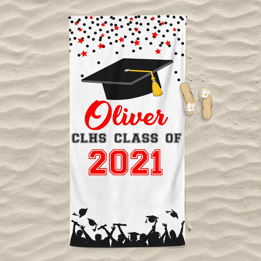 Class Of 2021 Personalized Name Graduation Beach Towel IV