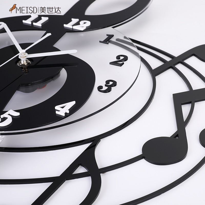 MEISD Musical Wall Clock Modern Music Design DIY Stickers Watch Quartz Silent