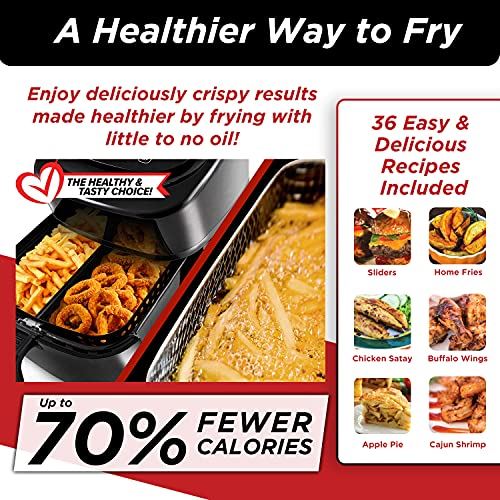 6-Quart Air Fryer with App Recipes (Black) Includes Basket Divider
