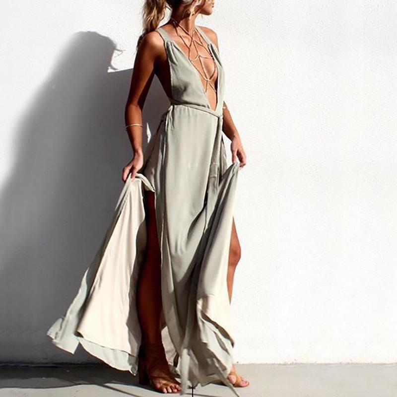 Sexy Deep V Beach Maxi Dress