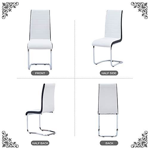 Modern Dining Chairs Set, White Black Side Dining Room Chairs