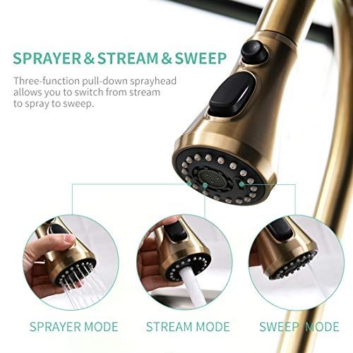 Single Handle Stainless Steel Brushed Gold Kitchen Sink Faucet