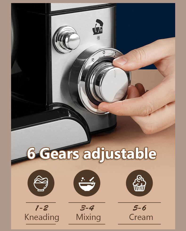 Electric Stand Food Mixer Stainless Steel Chef Machine 5L Bowl Cream Blender Knead Dough