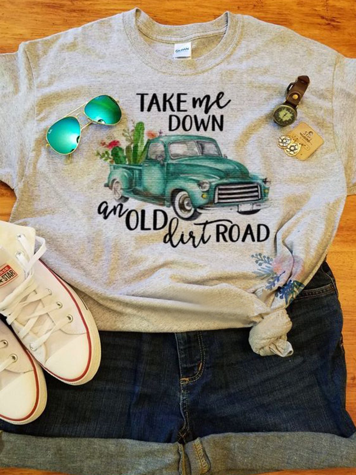 Casual plus size loose cartoon car pattern printed short sleeve round neck T-shirt