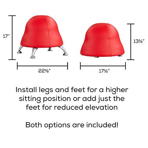 Safco Products Runtz Kid’s Stability Exercise Ball Chair, Weight Capacity: 250 lbs- Red Vinyl