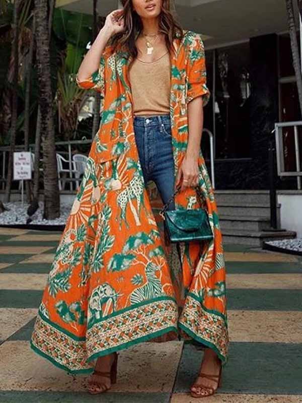 Women's Ethnic Print Short Sleeve Cardigan