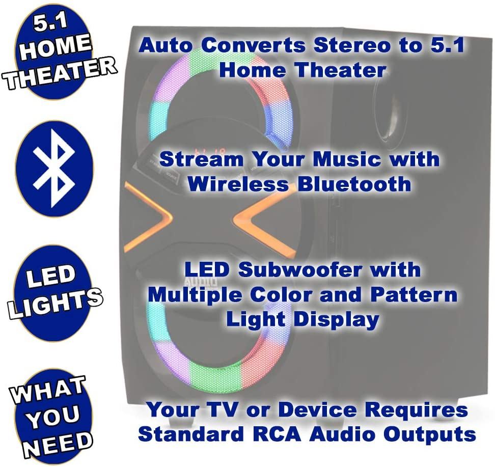 5.1-Channel with LED lights and Bluetooth Home Theater Speaker System